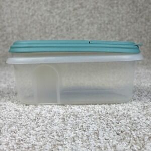 Anchor Hocking 1.5 Quart Food Storage Container Teal Flip Top Lid Clear Plastic